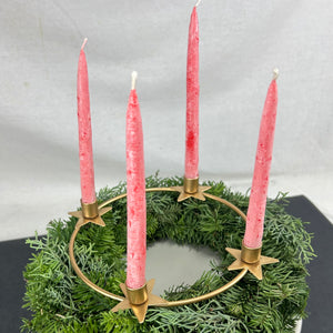 Kerzenhalter für Adventskranz Messing gold/rot klein