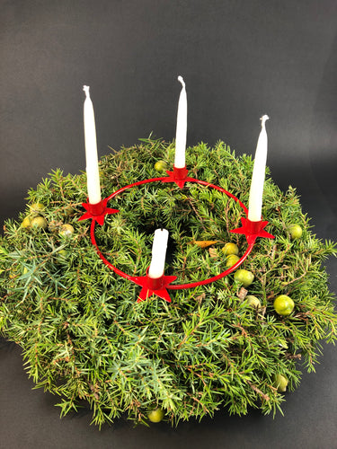 Kerzenhalter für Adventskranz Messing gold/rot klein